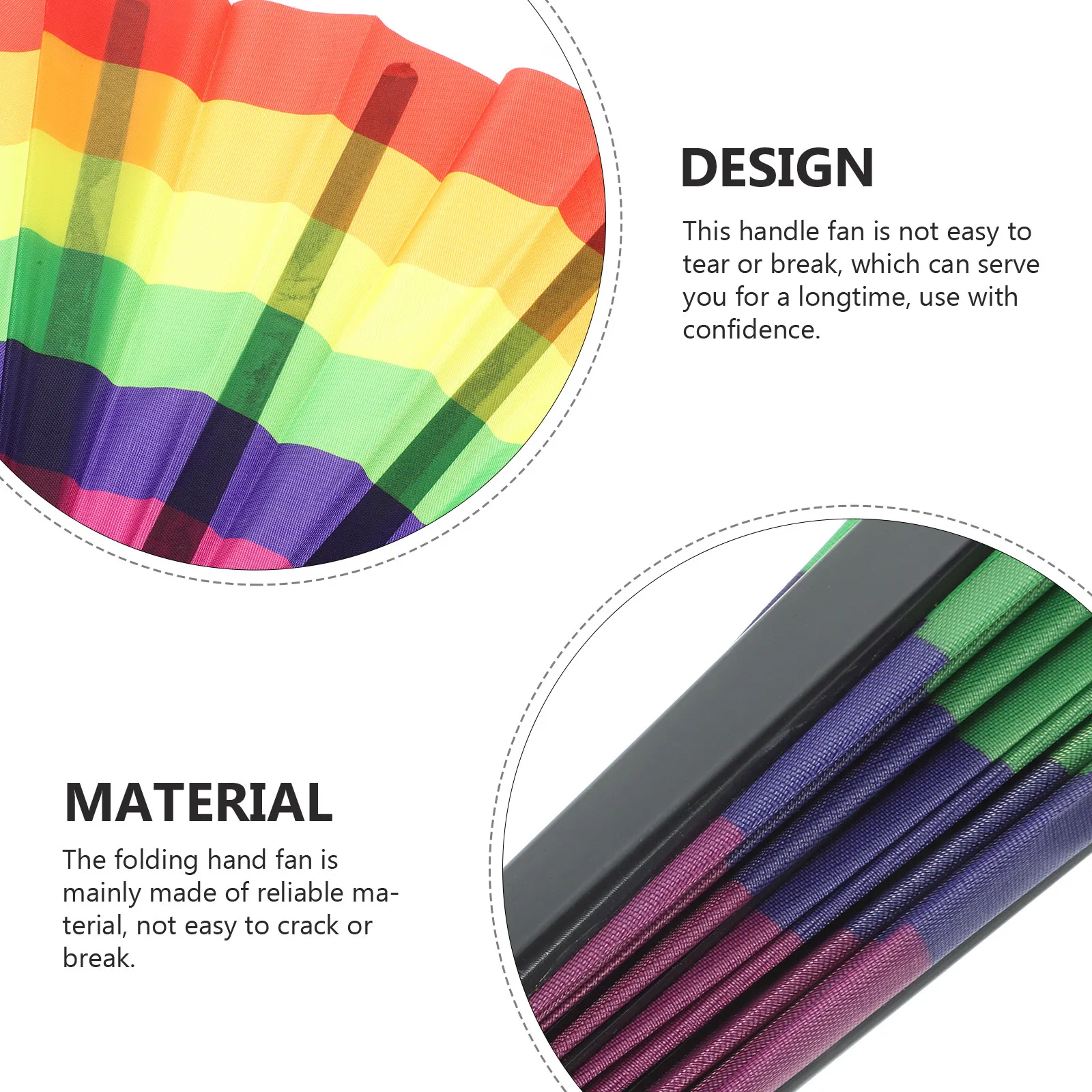Rainbow Folding Fan Plastic Material Lightweight Handheld Decorative Dance Performance Party Prop Colorful Folding Fan