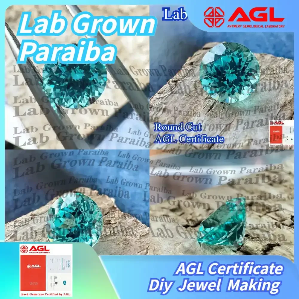 

Lab Grown Paraiba Gemstone for DIY Jewelry Making for Ring Necklace Bracelet Inlay Round Cut AGL Certified Lab Created