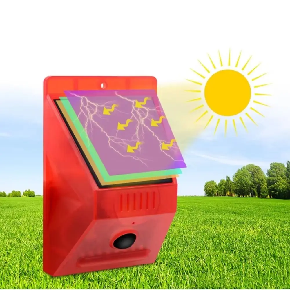 Waterproof Solar Alarm Multifunctional Rechargeable Solar Lamps Portable Animal Deterrent Security Alarm Siren Garden Protection