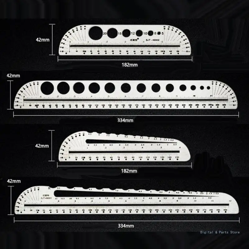 M17F Marking Metal Stainless Ruler Carpenter Measuring Tool Digital Drawing for Office School Building Formwork