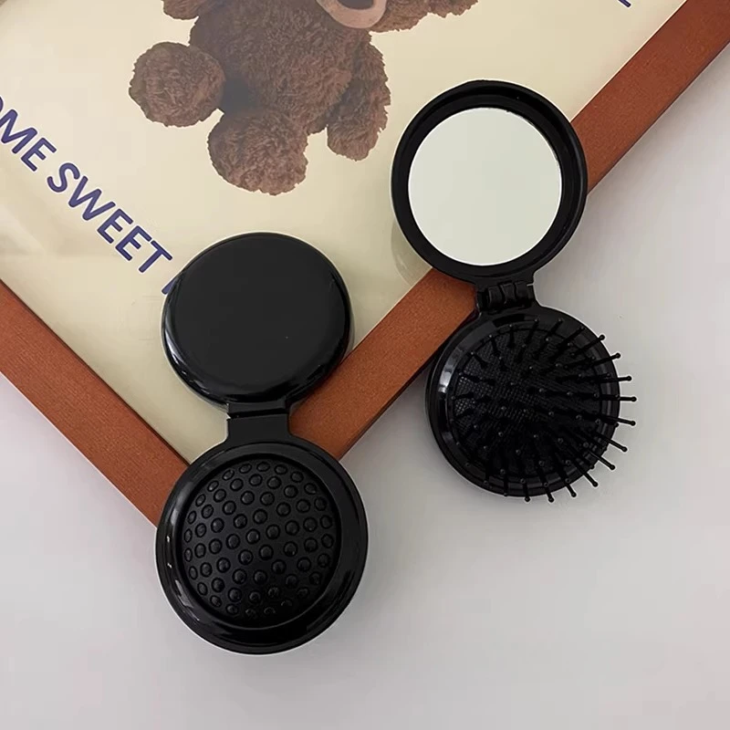 Head Massager Mirrors Anti-static Styling Accessories Portable Travel Black Mini Folding Hair Brushes Comb Special for Real Hair view 5