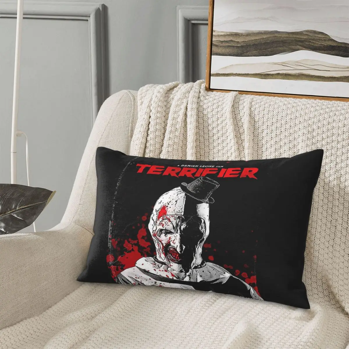 

Terrifier 2 Horror Film 2022 Rectangle Pillowcase Cushion Cover Decor Bedroom Bed Home Comfort Throw Pillow