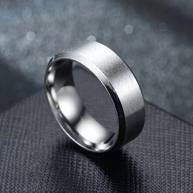 New Fashion Punk Vintage 8mm Classic Ring Male Gold Silver Color Stainless Steel Jewelry Wedding Ring For Man view 4
