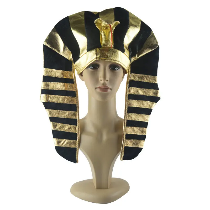Sombrero de faraón dorado con cabeza de cobra, sombrero de rey egipcio o príncipe, accesorio para disfraces de fiesta, decoración de Halloween.