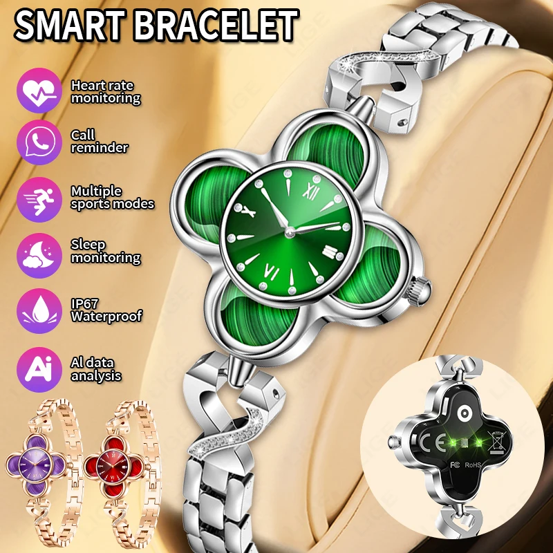 

LIGE New AI Health Data Analysis Smart Bracelet Ladies Quartz Smart Watch Women Heart Rate Sleep Monitor Steel Smartwatch Woman