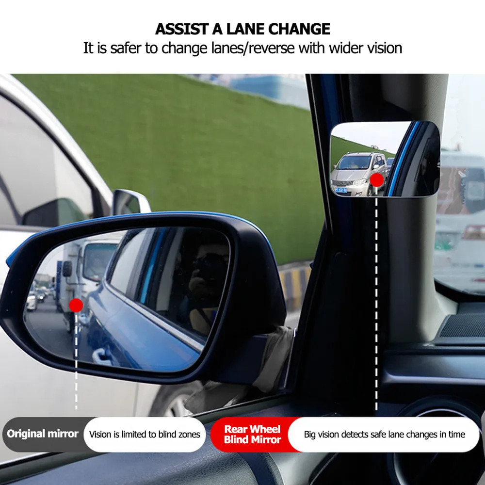 

Car Mirrow HD Convex Blind Spot Mirrow 360 Degree Wide Angle Adjustable Car Rearview Mirror Parking Rimless Mirrow 1pcs