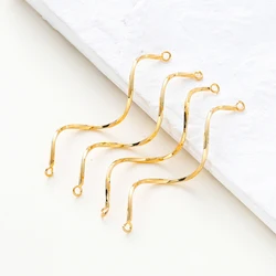 10Pcs 14K/18K Gold Color Plated Brass S-shaped Double Hanging Long Curved Band Charms Pendants for DIY Earring Accessories