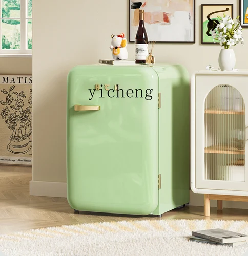 Tqh Refrigerador Retro Verde Hogar Sala De Estar Congelado