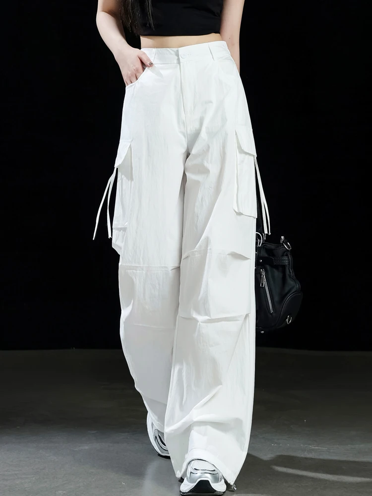

Quick Dry Lightweight Washed Cotton Women's Sport Pants Summer Style Workwear Cargo Pants High Waist Loose Fit