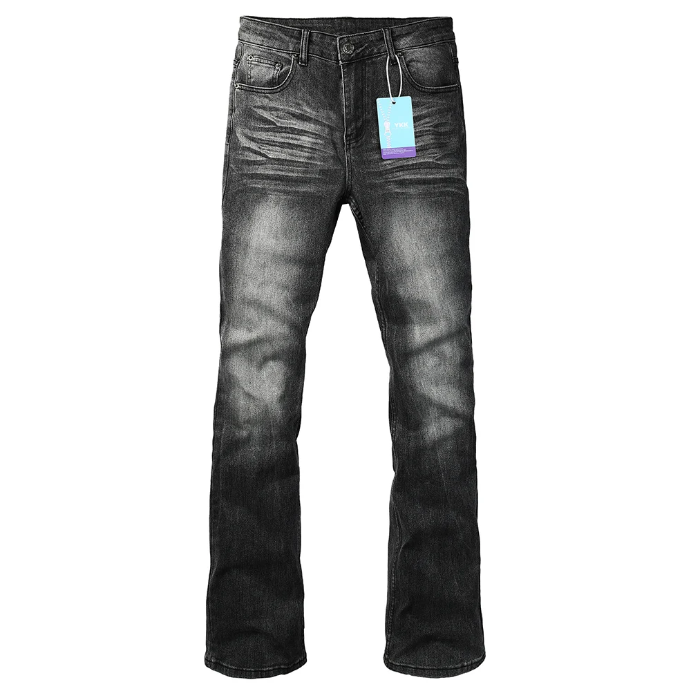 

Men's Boot Cut Denim Jeans Gray Black High-Quality Cotton Pants Classic Slim Stretch Flared Trousers