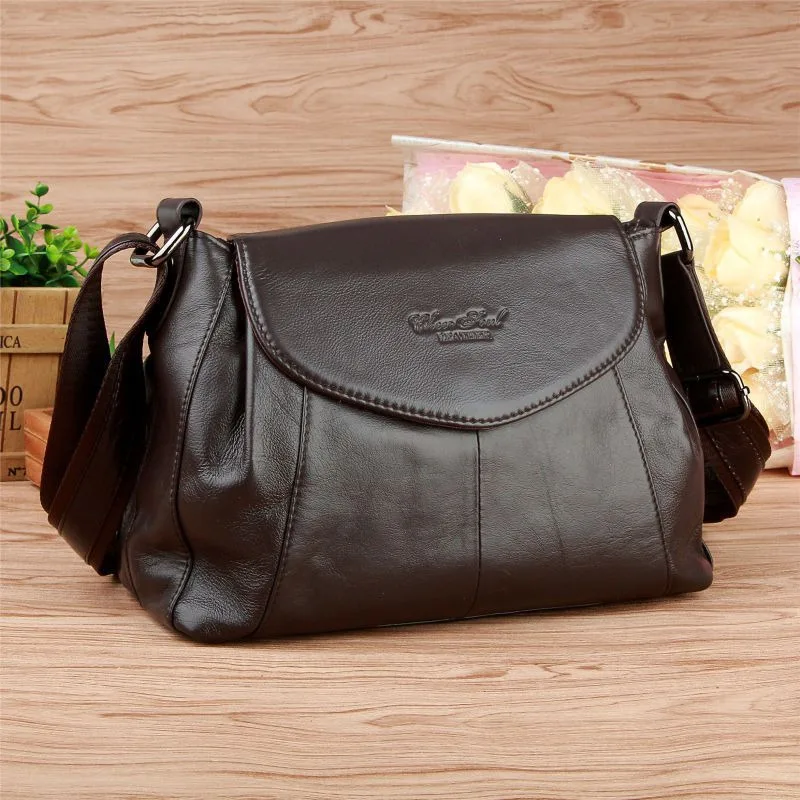 Women Shoulder Messenger Bags Made By Genuine Leather Hot Fashion Real Cowhide Lady Female Shopping Travel Cross body Bags