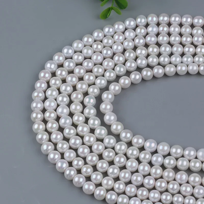 High quality 10-11mm natural white freshwater pearls round beads strand jewelry for wholesale