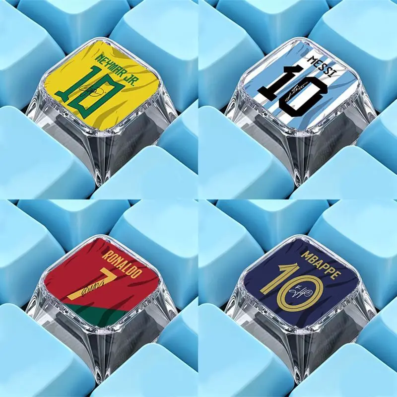 Football jersey transparent light-transmitting keycap cross-axis mechanical keyboard dedicated PC decoration cap