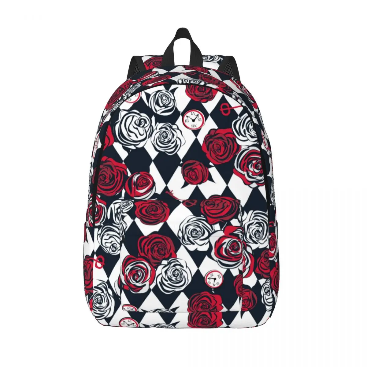 Red Roses Backpack Flower Key Chess Fun Christmas Gift Backpacks Teen Trekking Soft School Bags Custom Rucksack