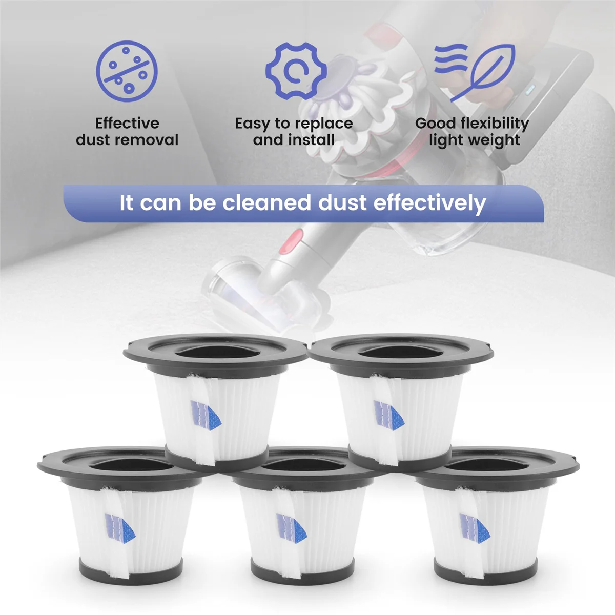 M14K5Pcs Сменный фильтр Hepa для Dibea C17 T6 T1, детали беспроводного пылесоса