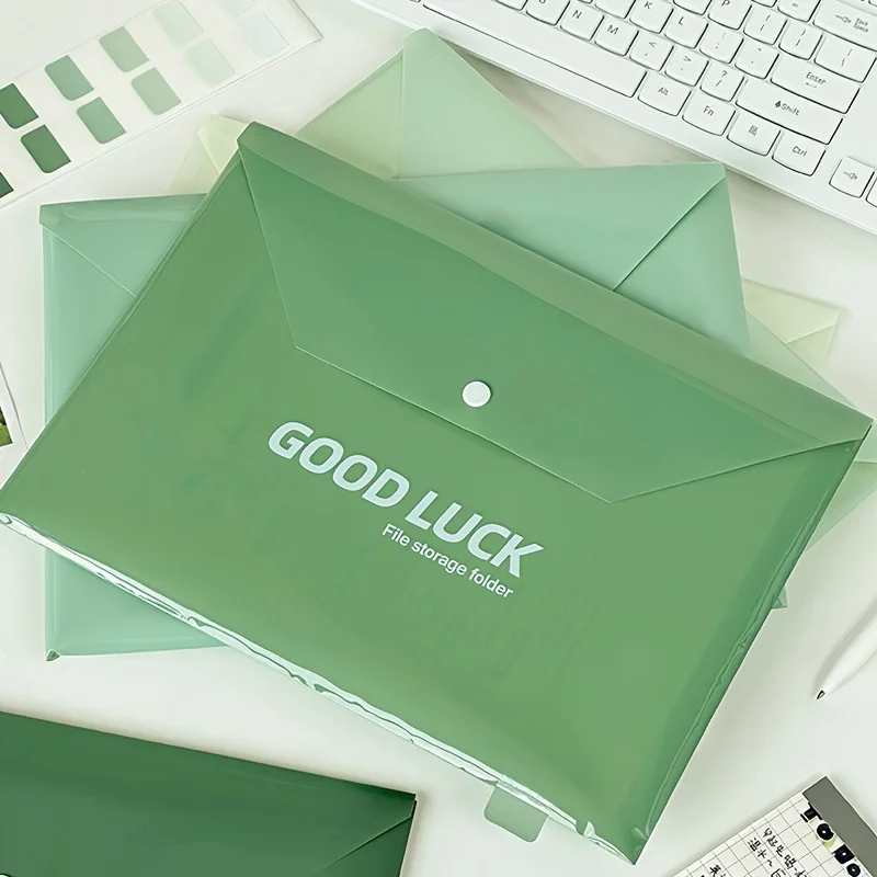 5pcs Snap Button File Bag Durable Document Pouch Organizer Office School Home Papers Receipts Certificates Stationery Supplies