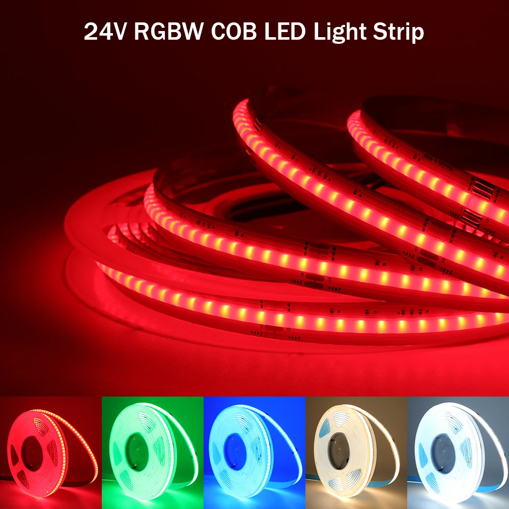 RGBCCT/RGB/RGBW/RGBWW COB LED Strip Light 12V 24V 784 840LEDs/m High Density Dotless FOB Flex LED Tape Ribbon Lights Bar