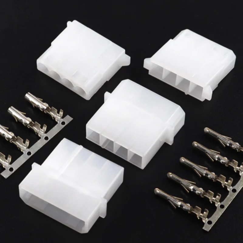 Conector grande de tomada de alimentação 4p, plugue de par fêmea macho grande 4p, terminal prensado a frio de revestimento de borracha, conector de mola 5.08mm