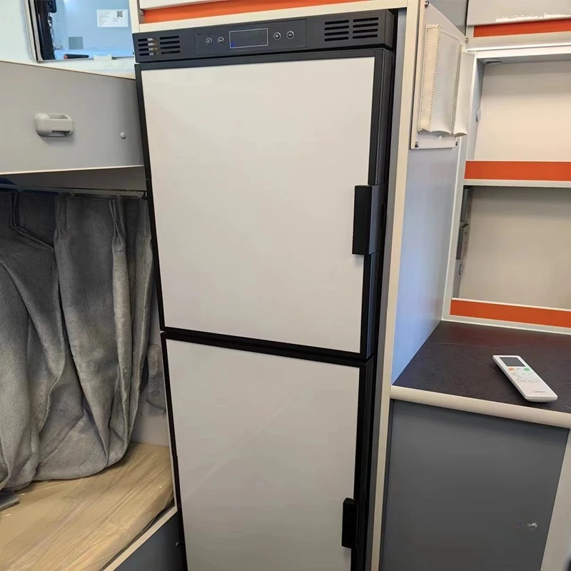 RV Refrigerator 12/24V48V DC Full Freeze Refrigeration Mode Adjustable Large Size Double Door Ice