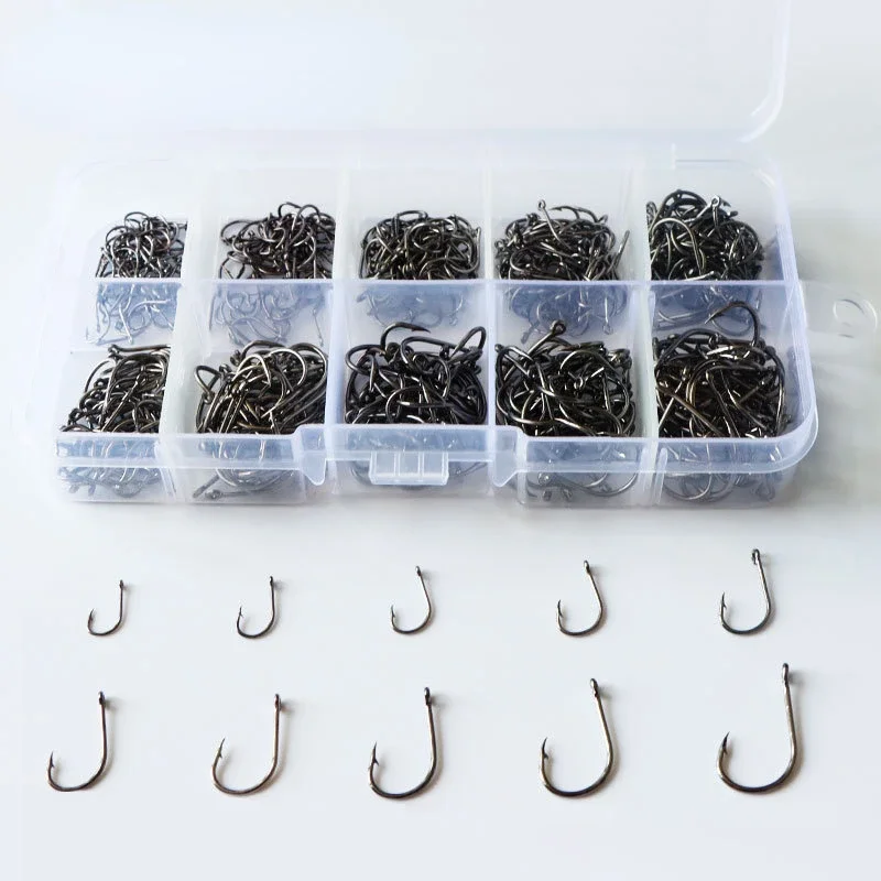 500Pcs Fishing Hooks Set High Carbon Steel Barbed FishHooks for Saltwater Freshwater Fishing Gear fishing accessories