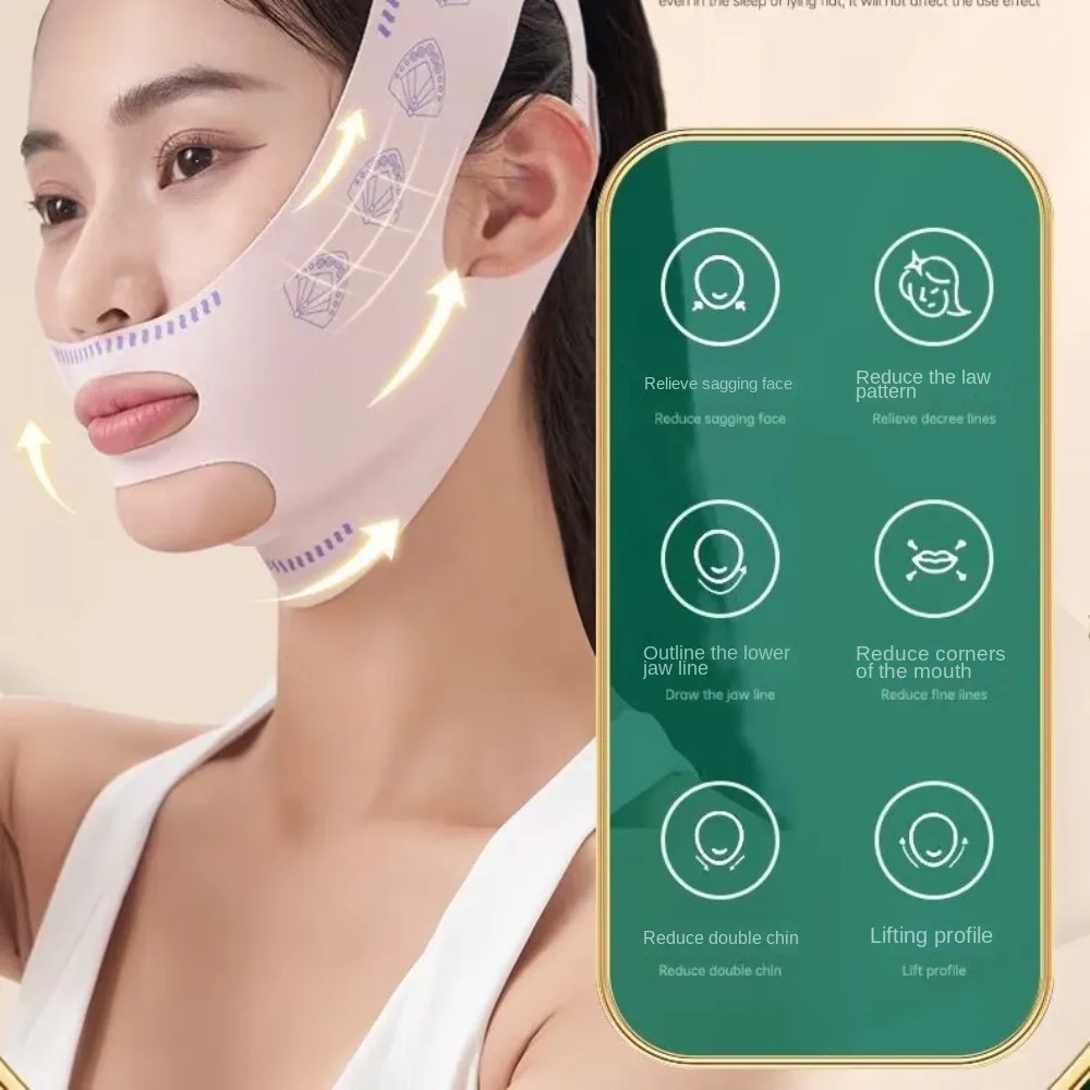 Reduce Double Chin Lift Up Face Strap Belt Mask Elasticity Anti-Wrinkle Lift Oval Mask Reusable Beauty Face Slimming Strap Sleep