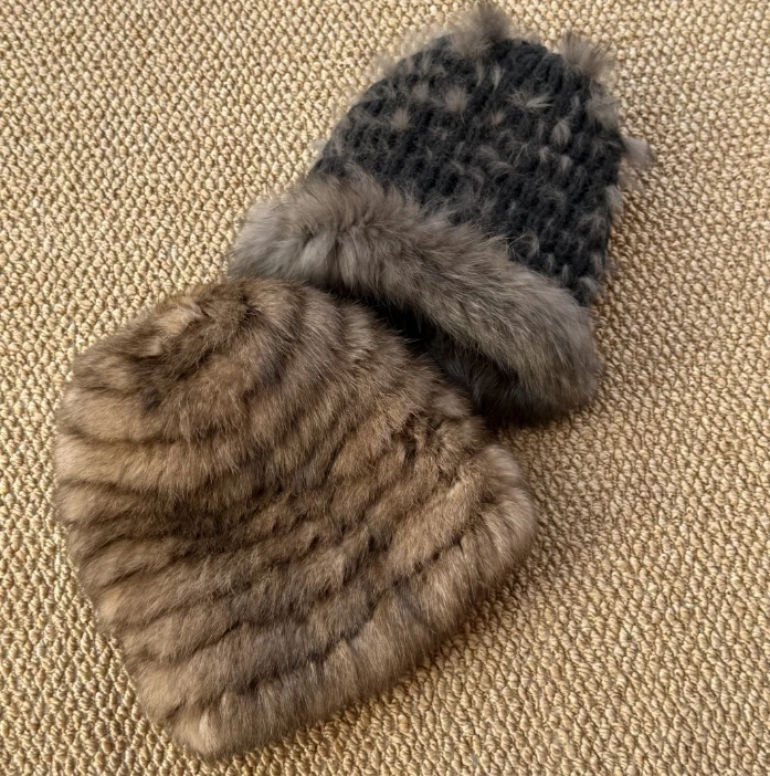 Women's Sable Color Genuine Rabbit Fur Hat Autumn Winter Thick Warm  Ear Protection Plush fluffy Cap