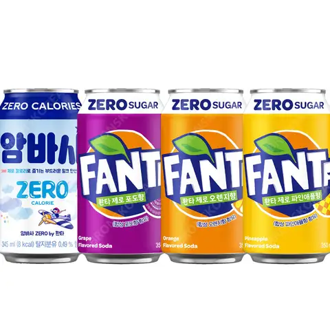 코카 환타 제로 350ml 오렌지+파인애플+포도+암바사 제로 345ml 각6캔씩 (총24캔) Best5