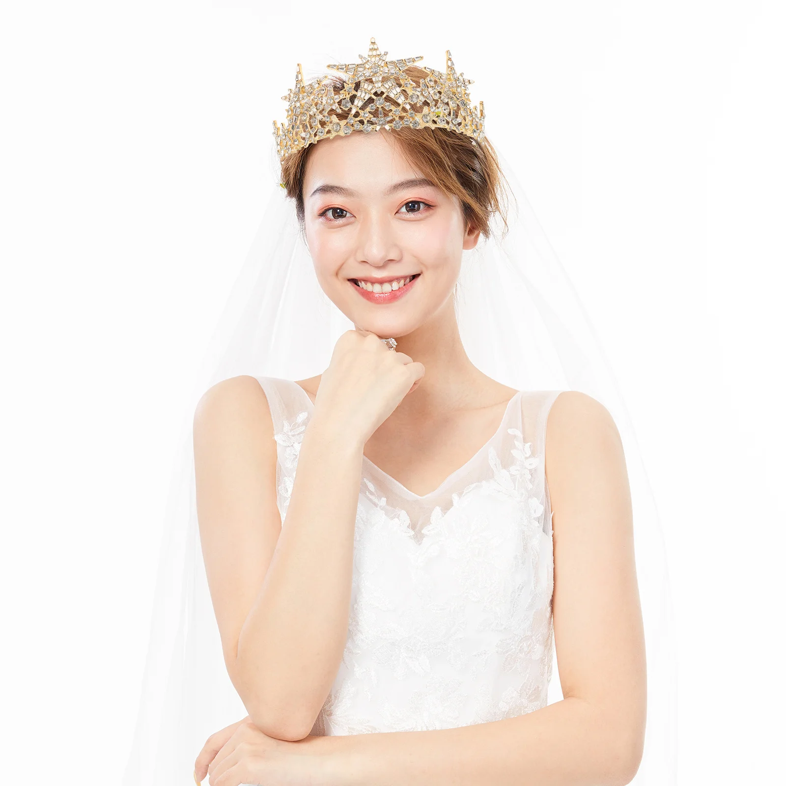 

1 шт., свадебная повязка на голову с короной из сплава, повязка на голову с кристаллами, свадебная тиара, вечерние, праздничный головной убор, повязка на голову с короной, свадебные короны