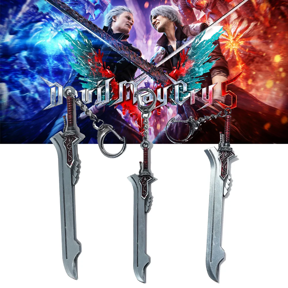 Game May Cry Keychain DMC 5 Dante Nero Rebellion Awakening Red Queen Pendant Metal Key Holder Demon Women Men Jewelry llaveros