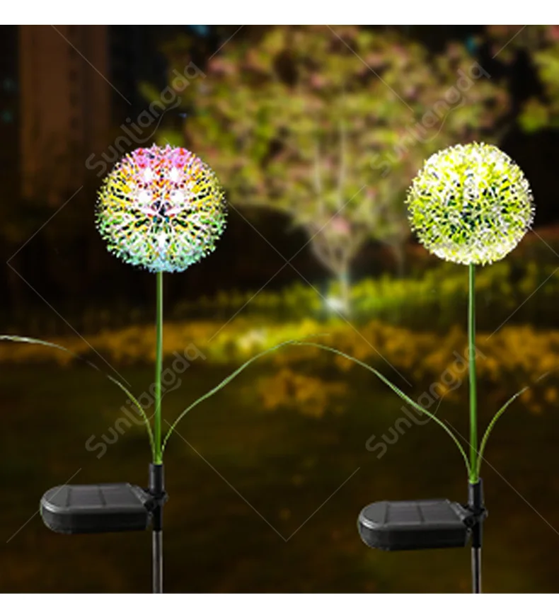 Dandelion flor bola de luz solar jardim simulação flor gramado lâmpada paisagem flor ao ar livre à prova dwaterproof água solar lâmpada do gramado