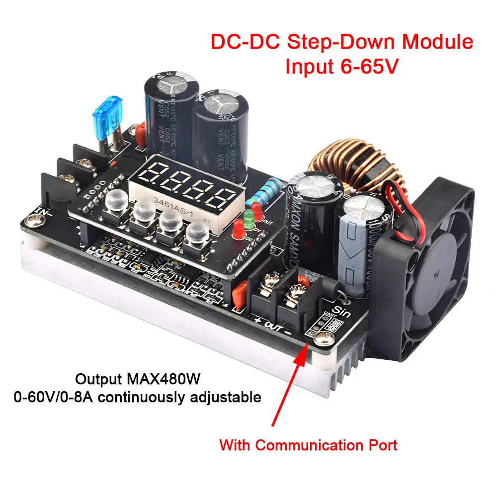 DKP6008ซีเอ็นซีปรับได้ DC แบบ Step-Down ควบคุมแหล่งจ่ายไฟโมดูล/ แรงดันคงที่และโวลต์มิเตอร์กระแสคงที่พร้อมพัดลม