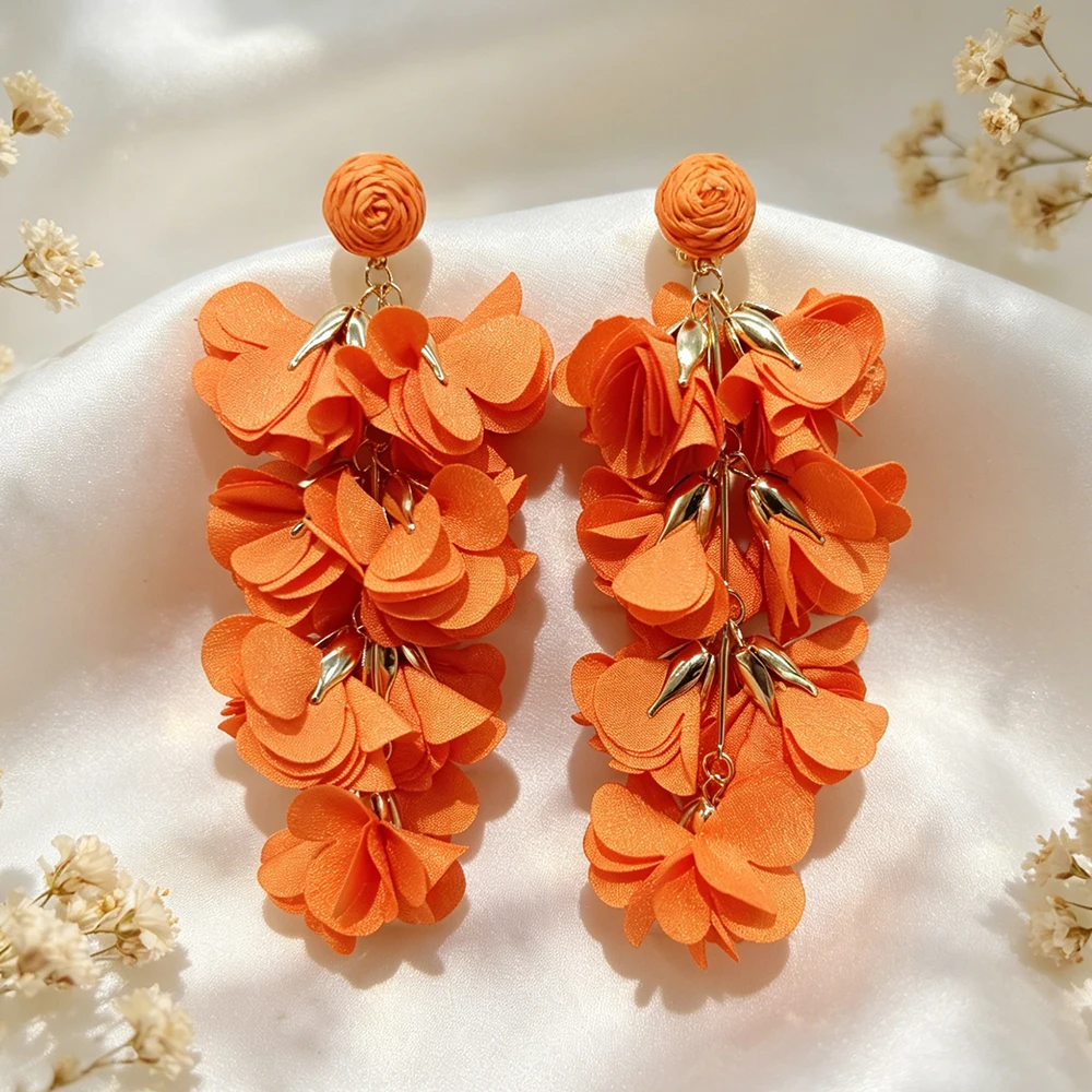Ethnische bunte Blumen-Quasten-Ohrclips für Damen – Trend 2026, übertriebene Boho-Ohrclips ohne Piercing, Sommer-Schmuckgeschenke – Detail 7