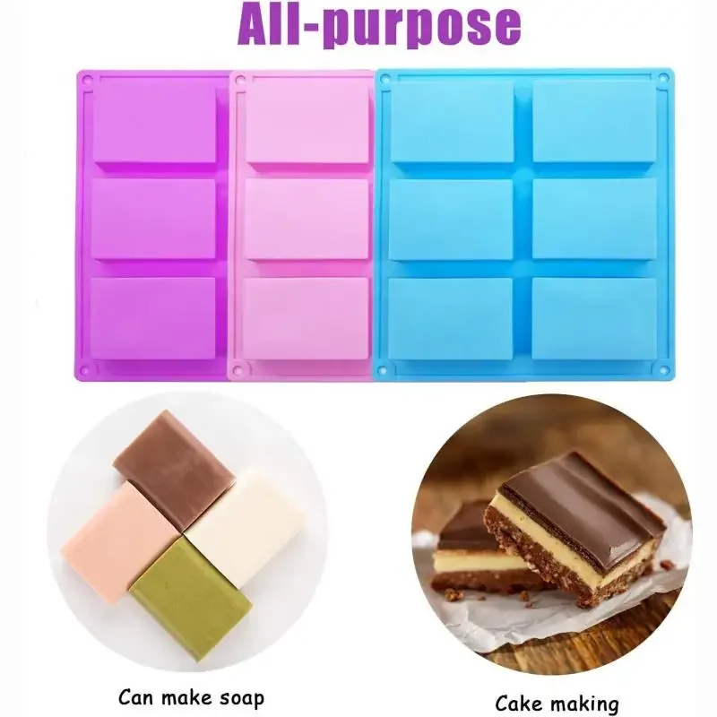 Newest 6 Grids Rectangle Silicone Soap Making Molds DIY Chocolate Mousse Cake Bakeware Ice Cream Mould Tools Birthday Gifts 2023