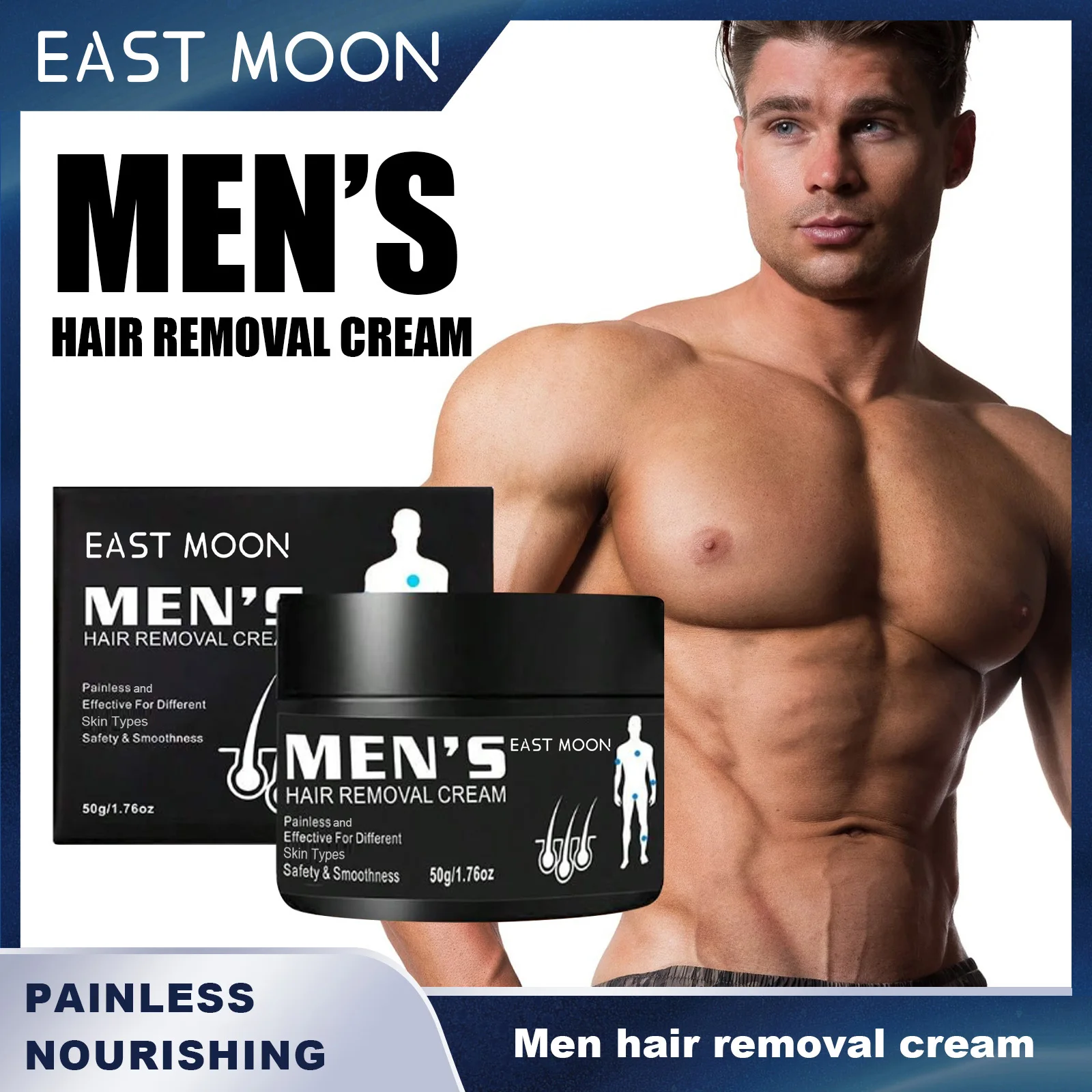 Men Quick Hair Removal Cream Painless Natural Ingredients Non Irritating Growth Inhibitor Keep Smooth Hair Removal Lotion