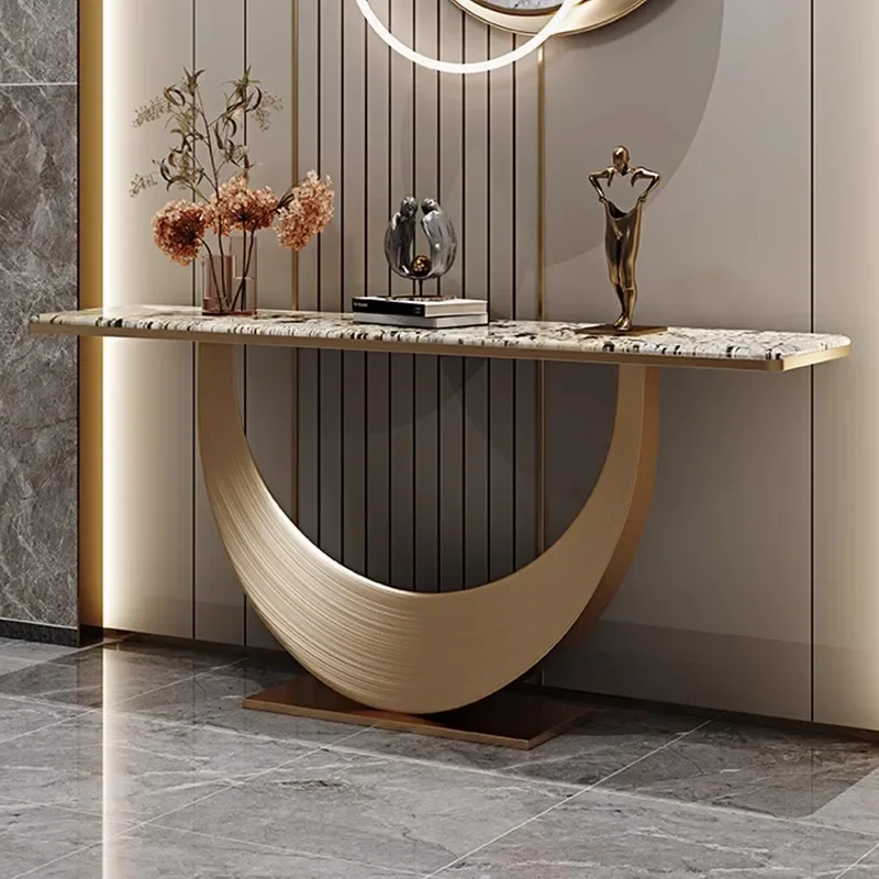 Leichter Luxus-Eingangstisch aus italienischem Naturmarmor, luxuriöser Stein-Eingangstisch, Eingangstisch an der Wand, Eingangsschrank-Etui