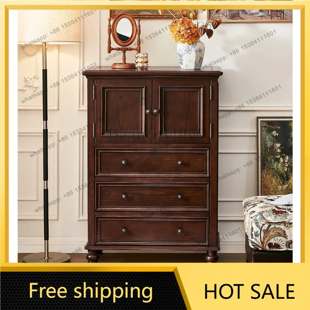 FG American solid wood living room sofa side TV side cabinet bedside storage locker