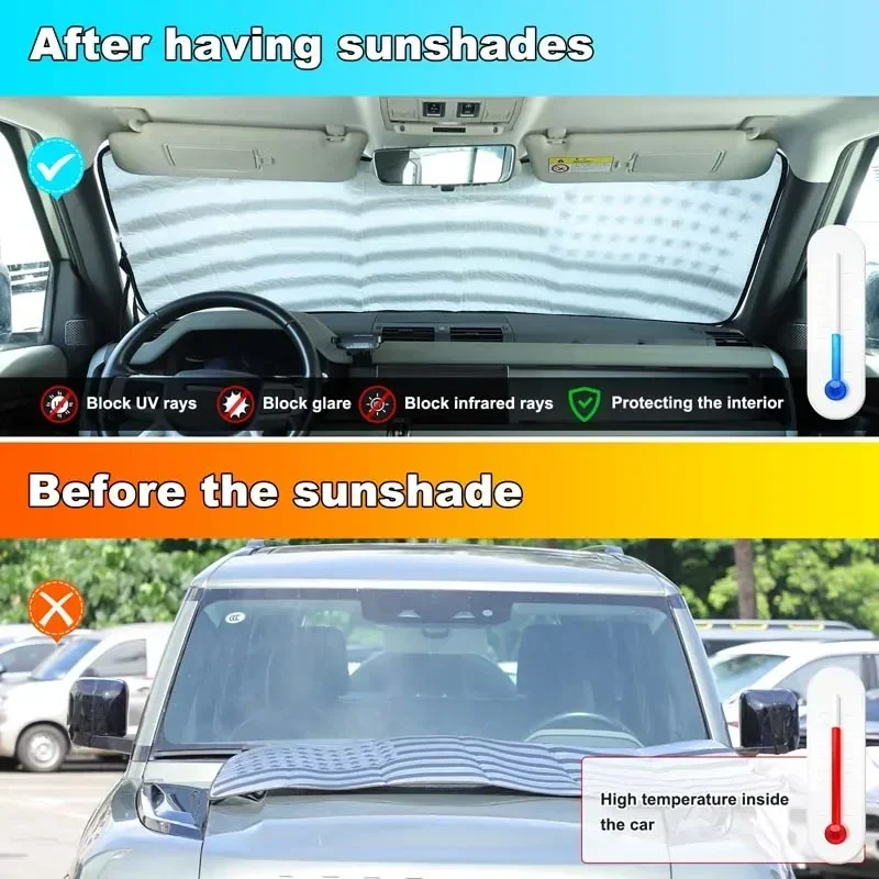 

Car Front Windshield Sunshade Sun Protection Visor Sunshade Car Accessories For Land Rover Defender 90 110 130 2020-2024