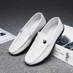 Fashion Leather Men Casual Shoes Slip on Italian Formal Loafers Luxury Brand Comfortable Men Moccasins Soft Male Driving Shoes