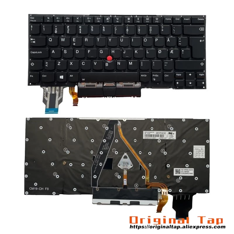 NO Norwegian Backlit Keyboard for Lenovo Thinkpad X1 Carbon Gen 7 th SN20W73706 SN20W73742