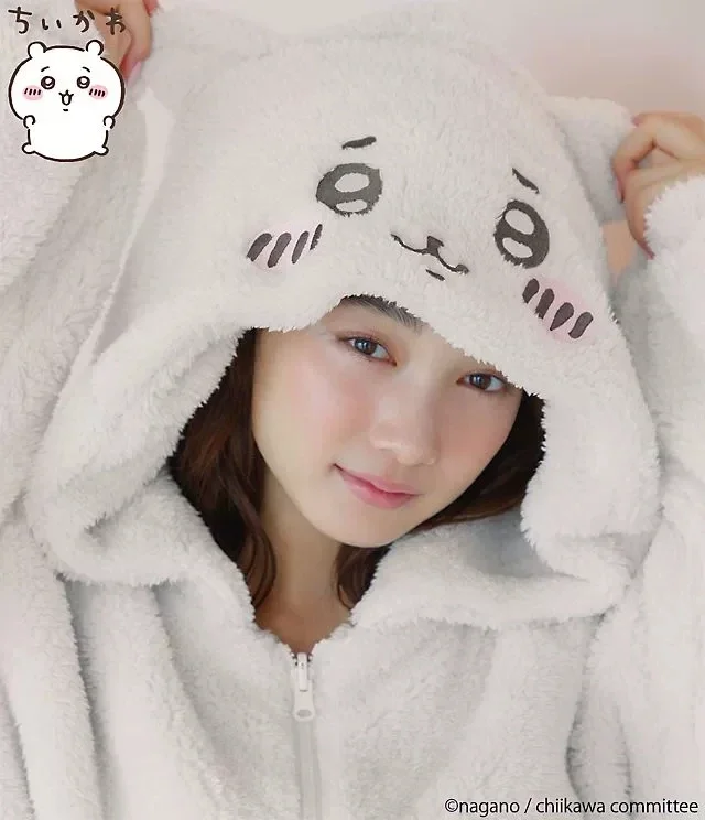 Japanese Sweatshirt Jacket Women's Fashion Cute Front Back Hooded Pajamas Autumn and Winter New Fleece Thickened Warm Loungewear