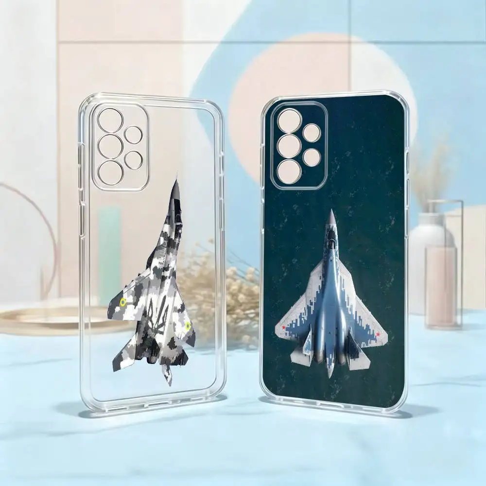Sukhoi Su 57 Fighter-R Phone Case Transparent Silicone Soft For Samsung S25,S24,S21,S22,S23,S30,Ultra,S20,Plus,Fe