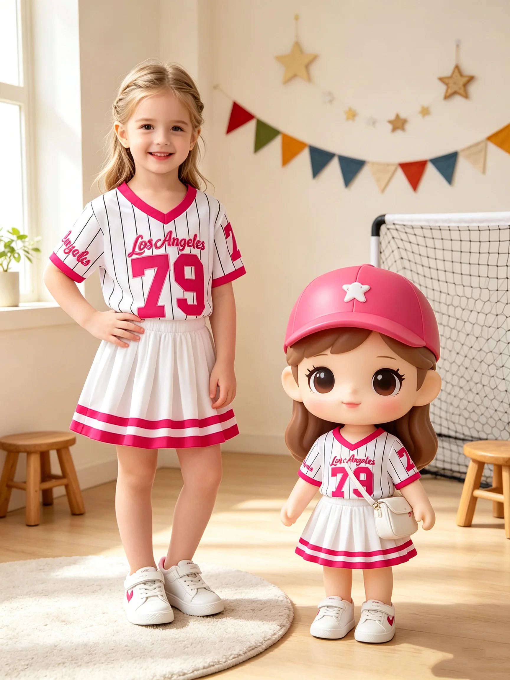Kinder-Bekleidungsset: V-Ausschnitt, gestreiftes, alphanumerisch bedrucktes Kurzarm-T-Shirt, elastische Taille, lockere Shorts, Outfit für Kinder – Detail 2