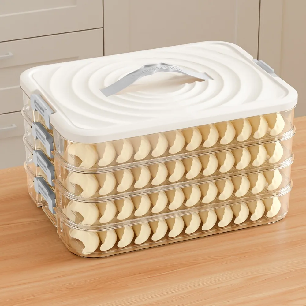 Plastic Dumpling Storage Box Multi-Layer Fresh-Keeping Food Egg Frozen Box with Lid Sealed Food Freezer Storage Box for Home