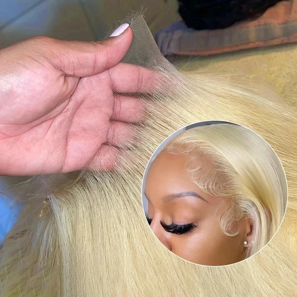613 Hd Lace Frontal Wig 13x6 Bone Straight Human Hair Wig 13x4 Lace Front Blonde Wigs For Women 30 32Inch Colored Human Hair Wig image 4