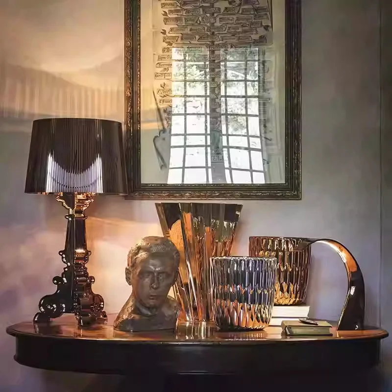 Bourgie-Lámpara de escritorio barroca con sombra de fantasma, Lámpara de escritorio decorativa creativa, estudio, sala de estar, dormitorio, lámpara de escritorio transparente acrílica
