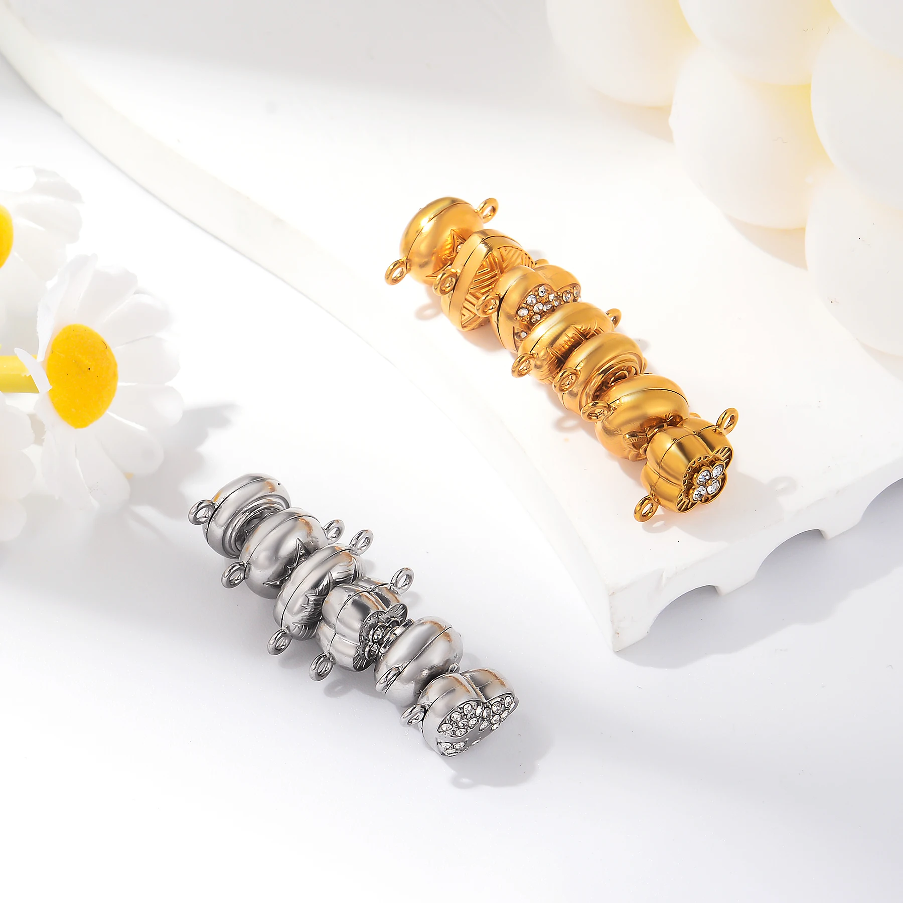 5 قطع الفولاذ المقاوم للصدأ القلب جولة البيضاوي مع المشابك المغناطيسية سحر DIY بها بنفسك مجوهرات المغناطيسي موصل سوار إكسسوارات عقد #2