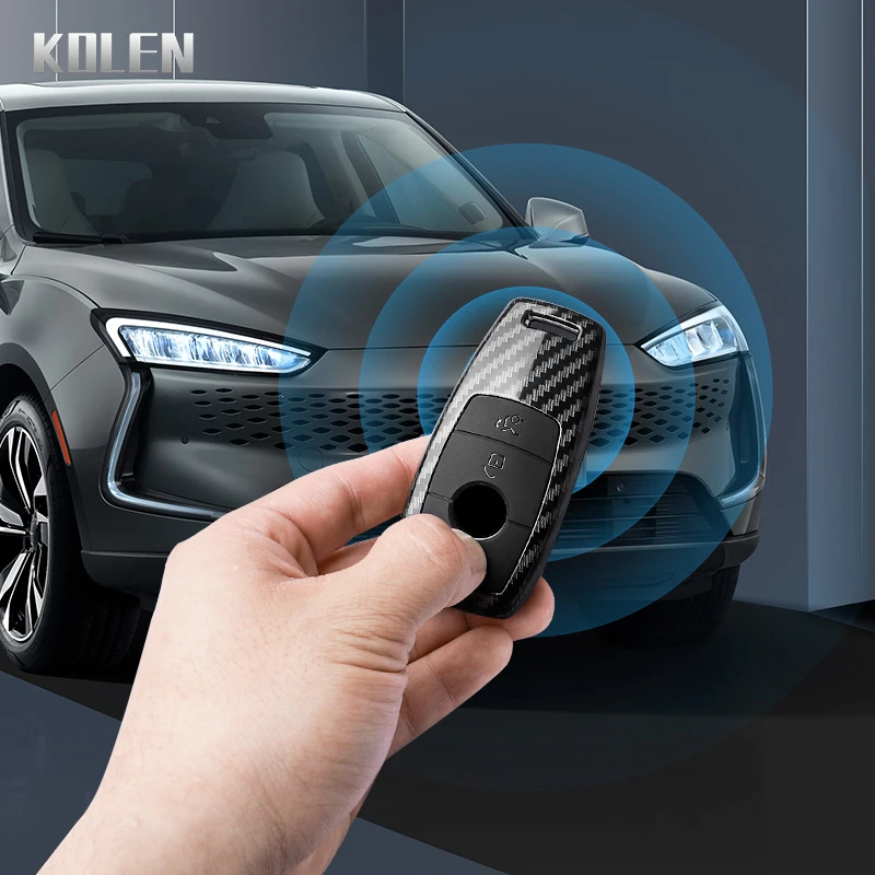 ABS ألياف الكربون نمط مفتاح السيارة غطاء فوب لمرسيدس بنز A C E S G الفئة GLC CLE CLA GLB GLS W177 W205 W213 W222 X167 AMG