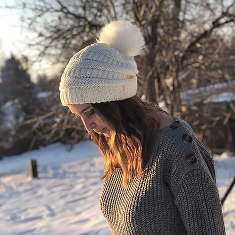Fluffy Knitted Hat for Women, Autumn and Winter Korean Style, Thickened Warm Casual Pullover Hat for Large Head Circumference