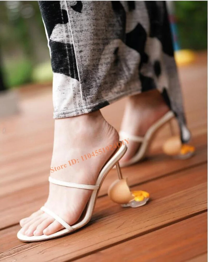 

Broken Egg Abnormal Heeled High Heel Sandals Women Slip On Stiletto Heels Thin Heeled Summer Party Dress Shoes