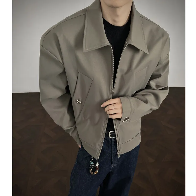 

Мужская и женская ретро-куртка American Street Sle Metal Bule Jaet из полиэфирного волокна, приталенного кроя, для осенней носки